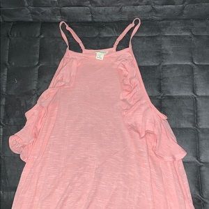 ruffle trim high neck tank